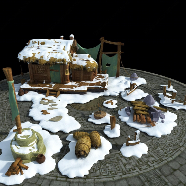 雪景 古建3D模型