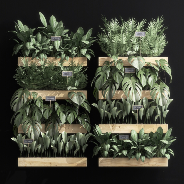 现代盆栽绿植组合3D模型