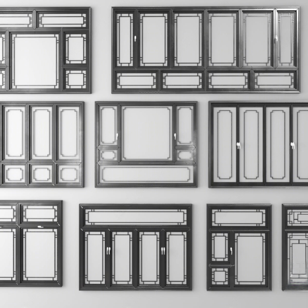 新中式窗户组合3D模型