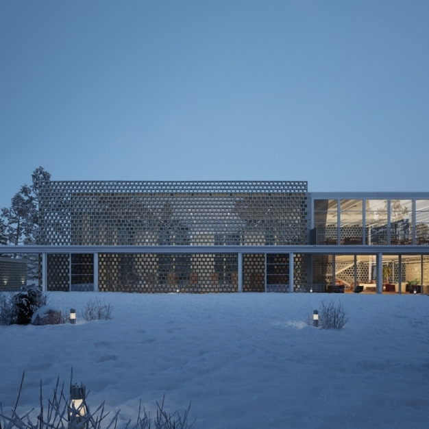 夜晚雪景建筑外观3D模型