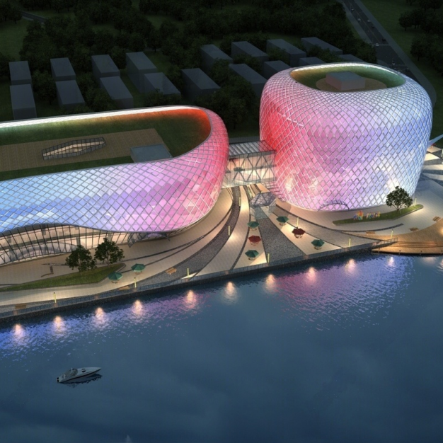 现代展览馆建筑外观3D模型