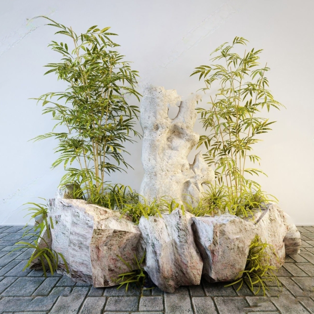 竹子假山石头3D模型