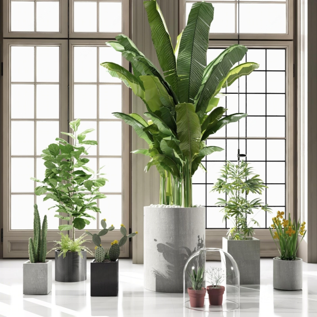 现代植物盆栽组合模型3D模型