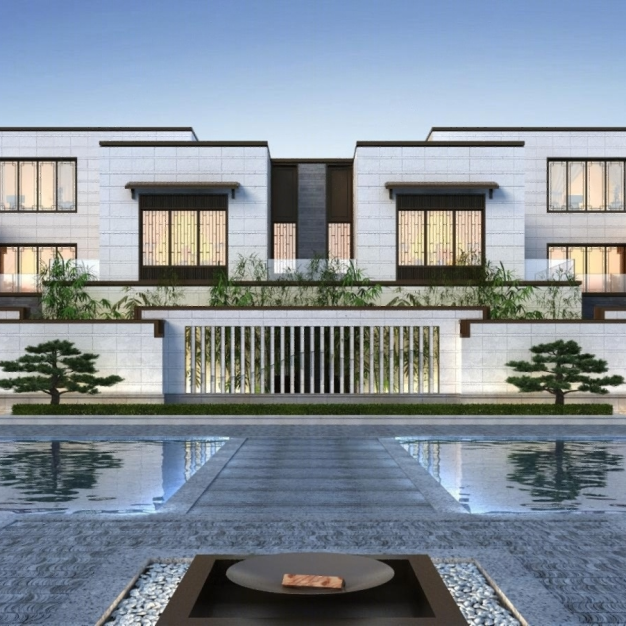 新中式别墅建筑外观3D模型