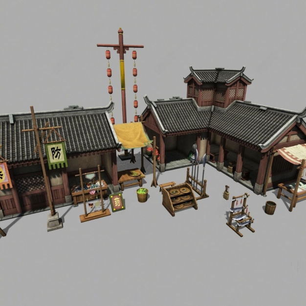 中式古建商铺3D模型