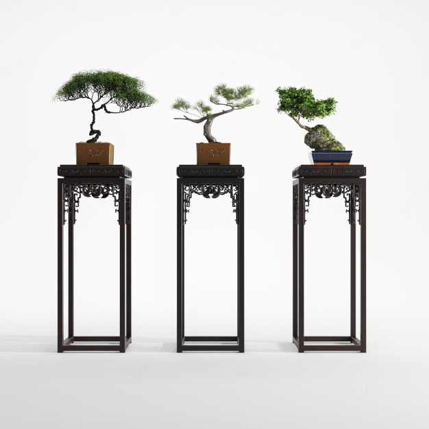  中式迎客松盆景3D模型