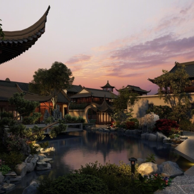  中式园林景观3D模型