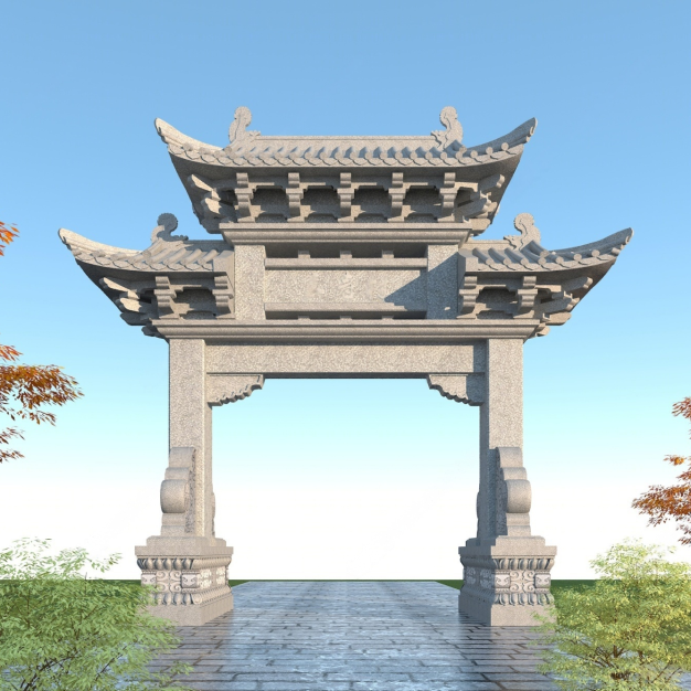 中式石雕牌坊3D模型