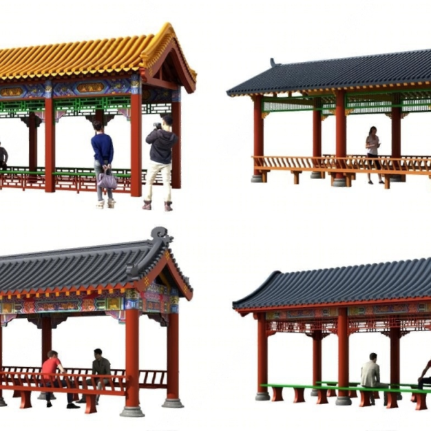 中式长廊3D模型