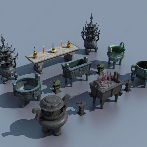 青铜鼎壁炉铜炉3D模型