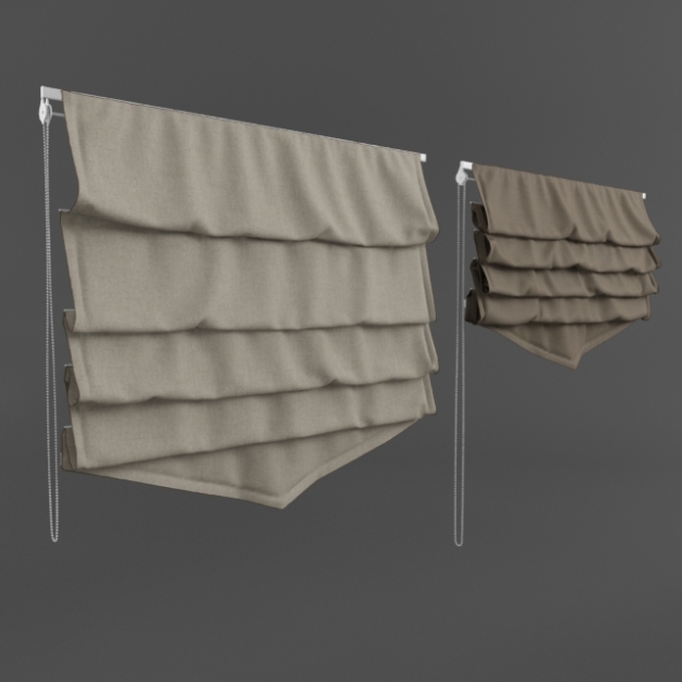 现代窗帘3D模型
