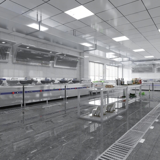 现代酒店中央厨房3D模型
