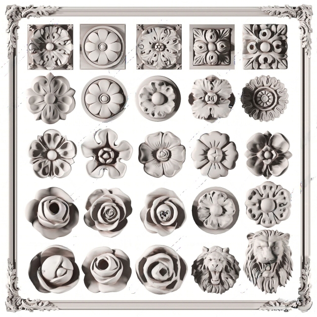 简欧石膏雕花3D模型