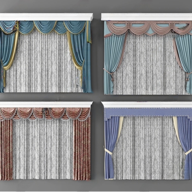 简欧窗帘3D模型