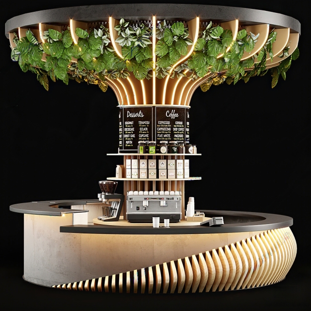 现代奶茶咖啡店工作台3D模型