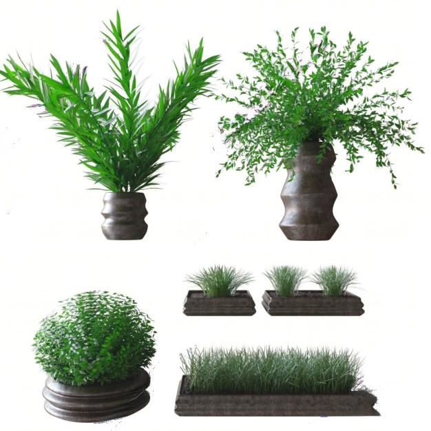 现代绿植盆栽组合3D模型