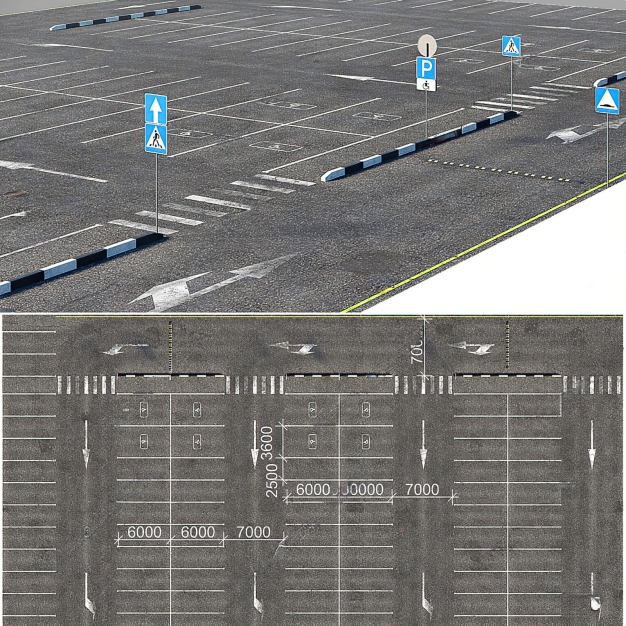 现代户外停车场3D模型