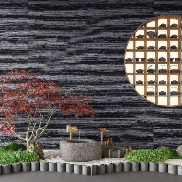 新中式庭院景观3D模型