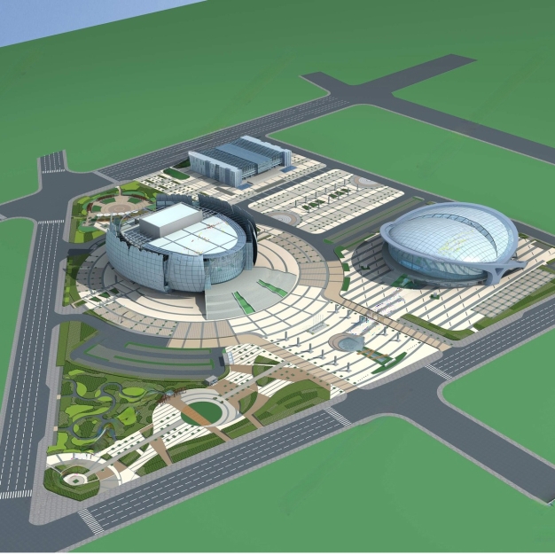 现代公建体育馆外观3D模型