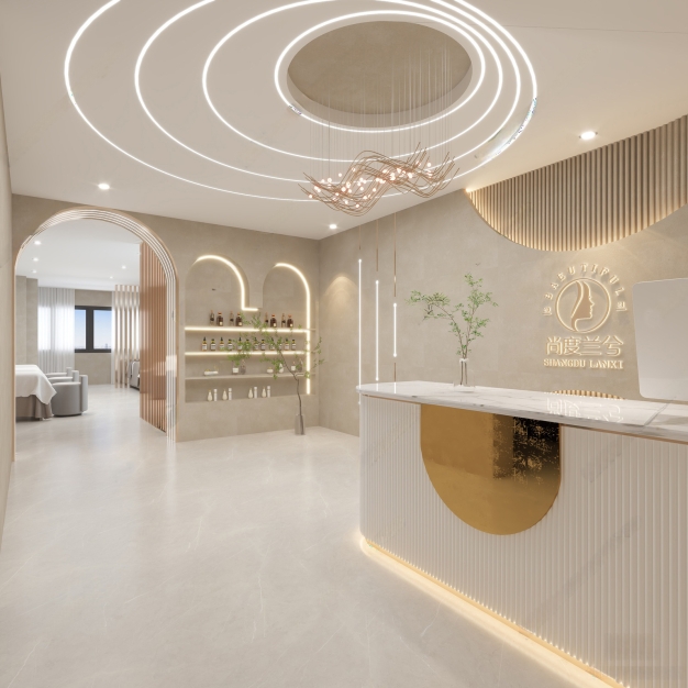 侘寂美容SPA店前台3D模型