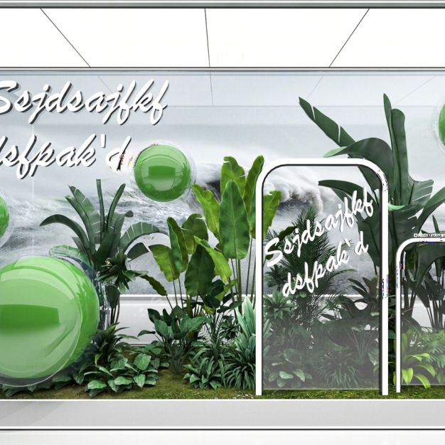 现代植物橱窗3D模型