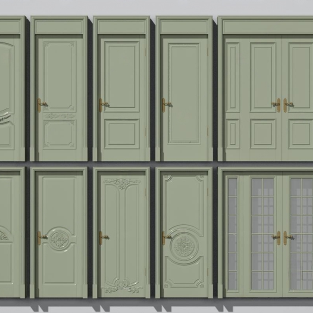 简欧房门 双开门3D模型