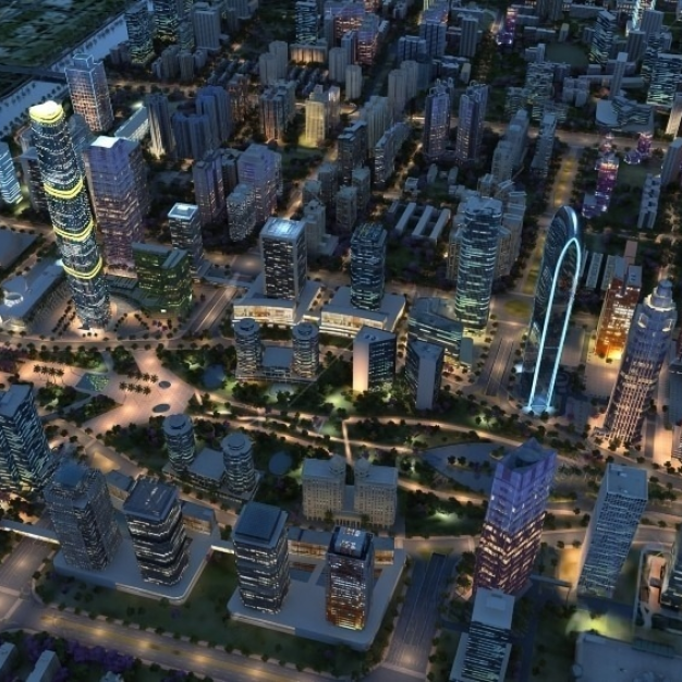 城市夜景鸟瞰3D模型