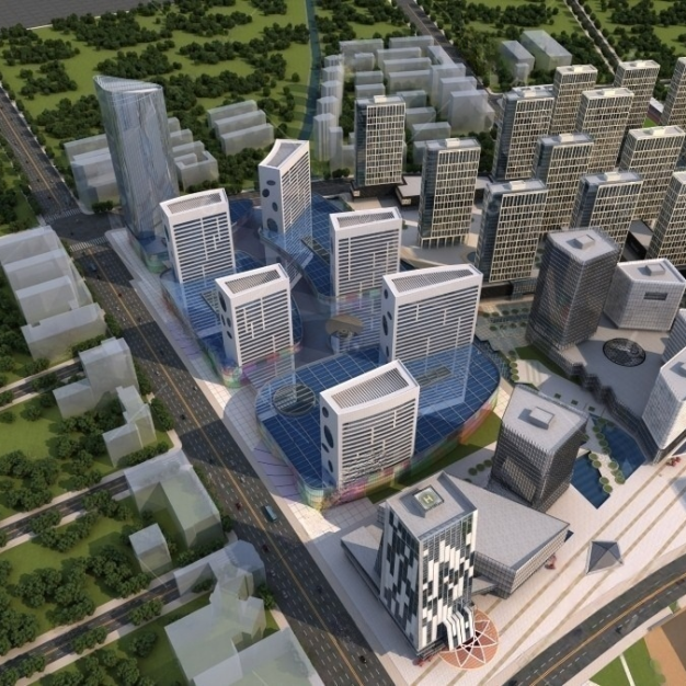 办公建筑大楼鸟瞰3D模型