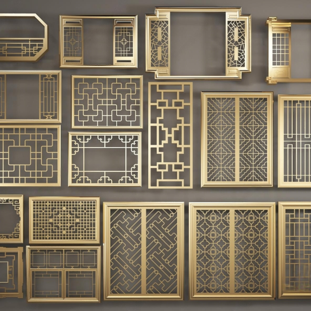 新中式窗花组合3D模型