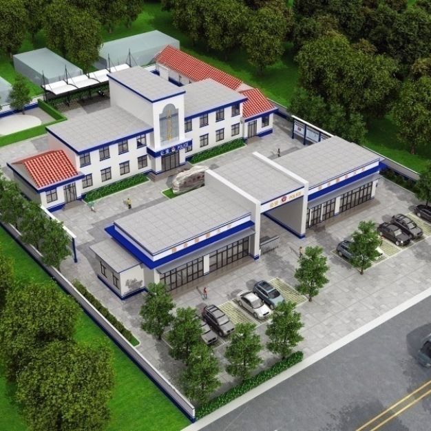 公安建筑鸟瞰3D模型