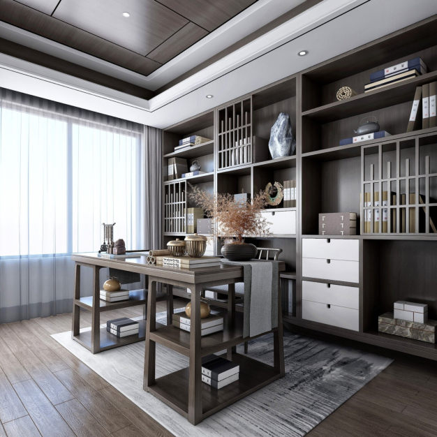 新中式书房3D模型