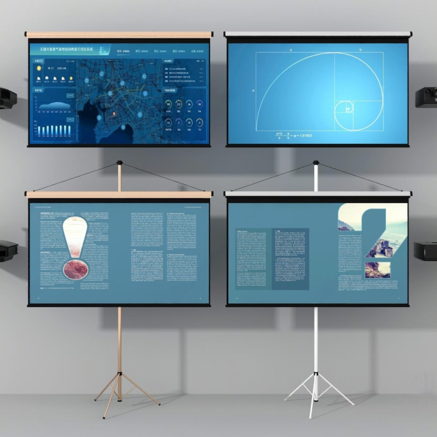 现代投影机投影幕组合3D模型