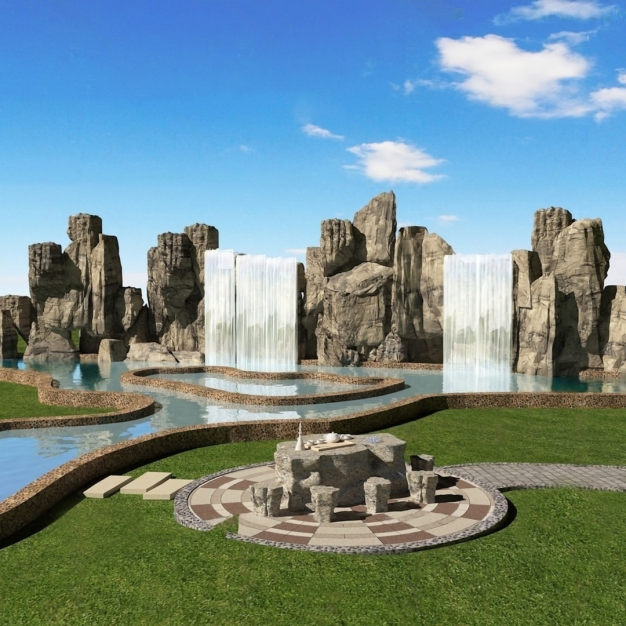 假山喷泉水景3D模型