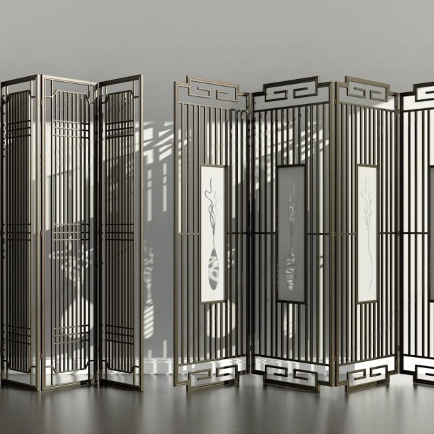 新中式屏风隔断组合3D模型