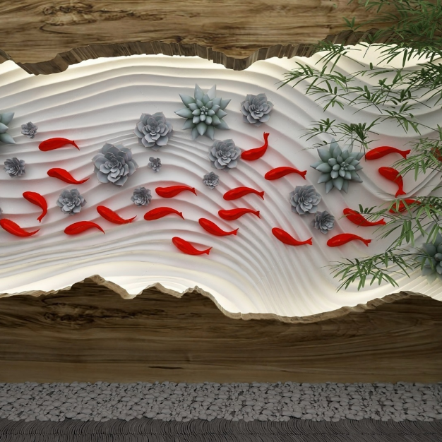 新中式墙饰 鱼3D模型