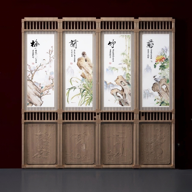 新中式屏风3D模型