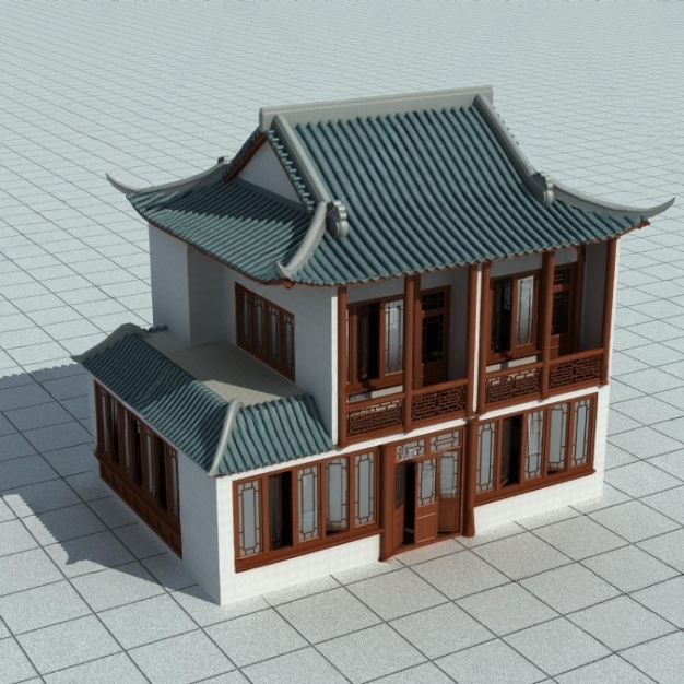新中式建筑3D模型