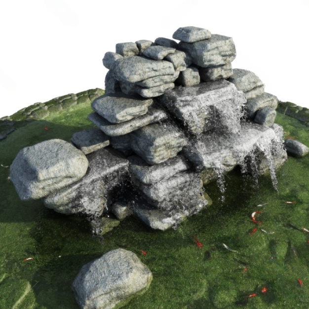 假山 水池3D模型