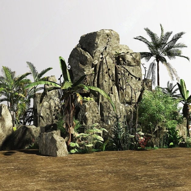 假山 植物3D模型