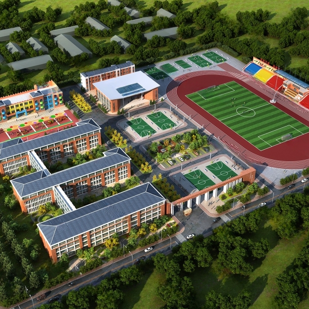 学校建筑鸟瞰3D模型
