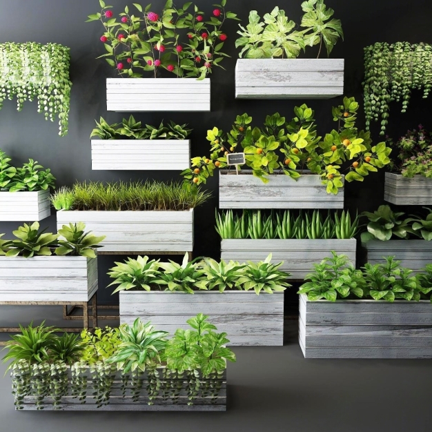 植物盆栽 花箱3D模型