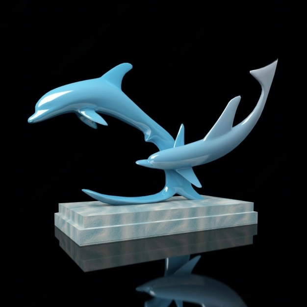 海豚雕塑3D模型