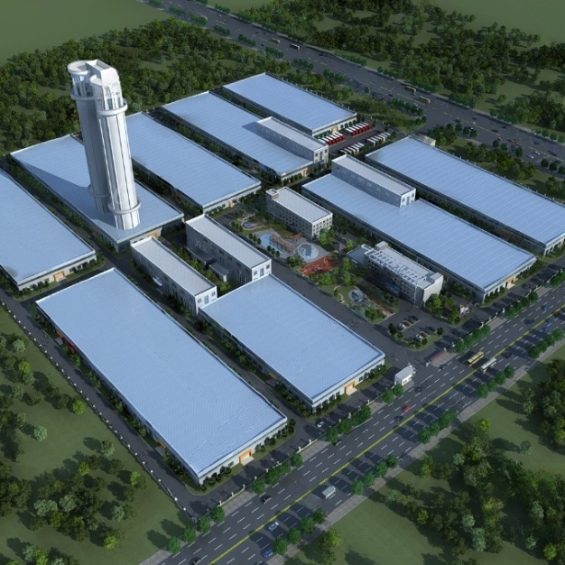 工厂建筑鸟瞰3D模型