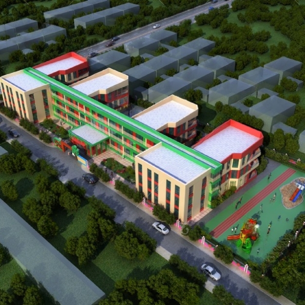 幼儿园建筑鸟瞰3D模型