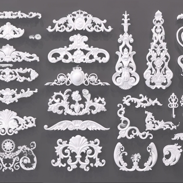 简欧石膏雕花3D模型