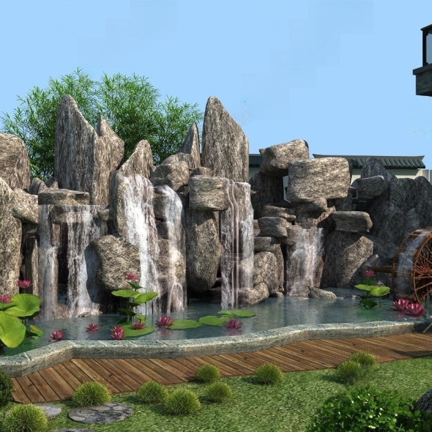 假山 水景3D模型
