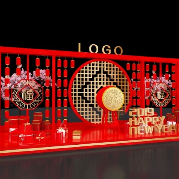 新中式新年美陈3D模型