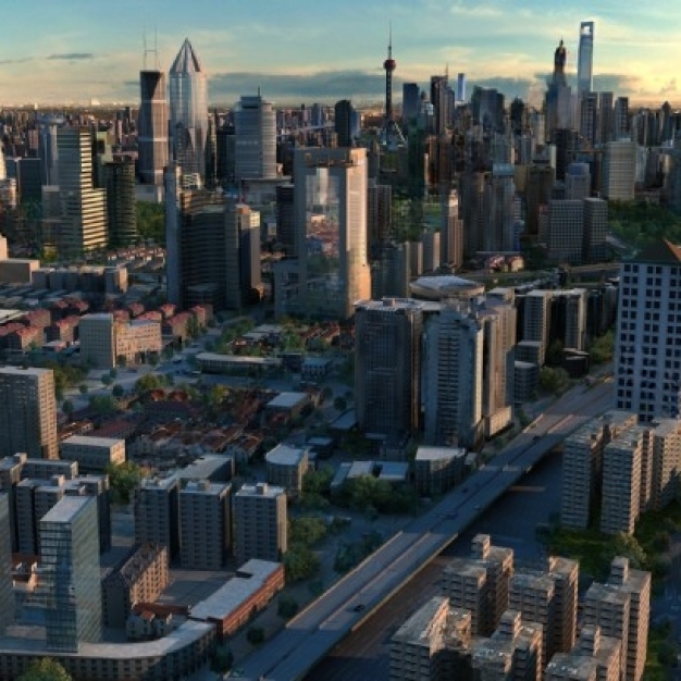 城市建筑鸟瞰3D模型