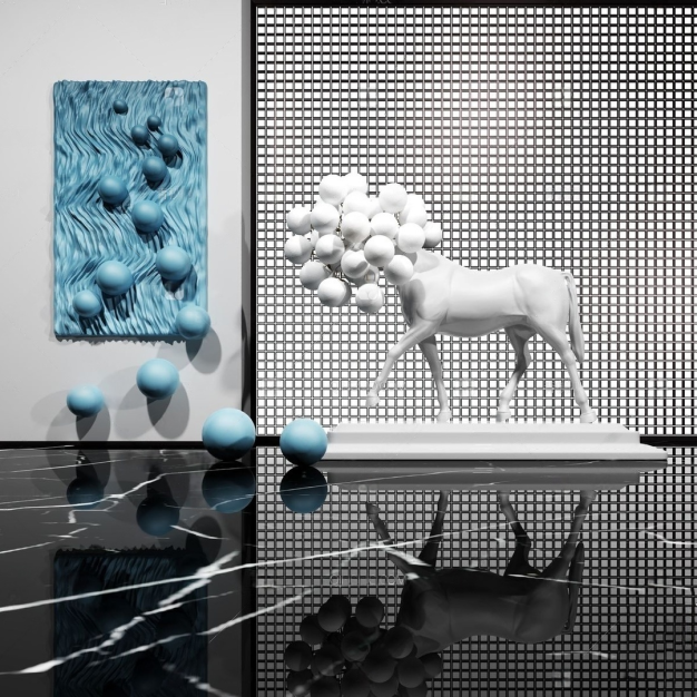 现代艺术雕塑摆件3D模型