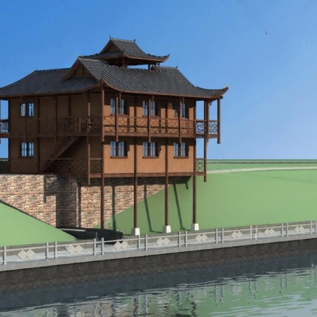 新中式建筑3D模型
